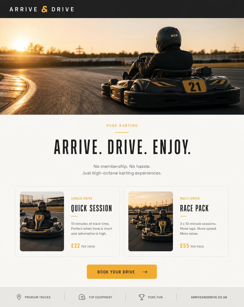 Arrive & Drive — Motorsport email template