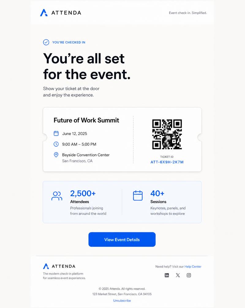 ATTENDA — Events email template