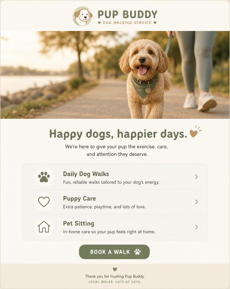 Pup Buddy — Pet care email template