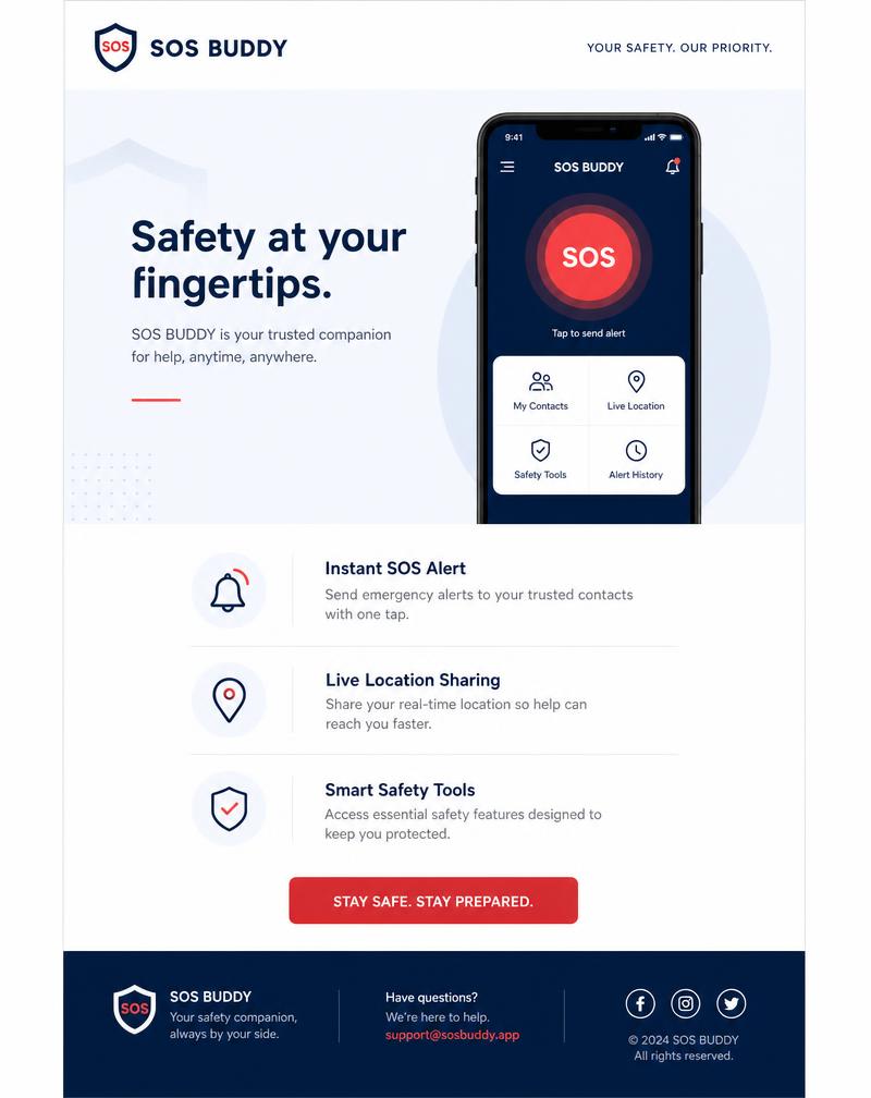 SOS Buddy — Safety app email template